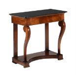 A French Empire walnut marble topped console table