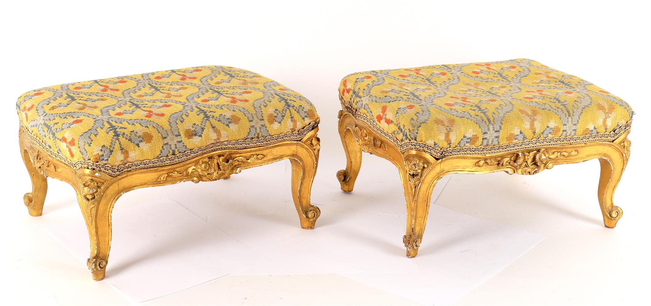 A pair of early Victorian giltwood footstools - Image 2 of 4