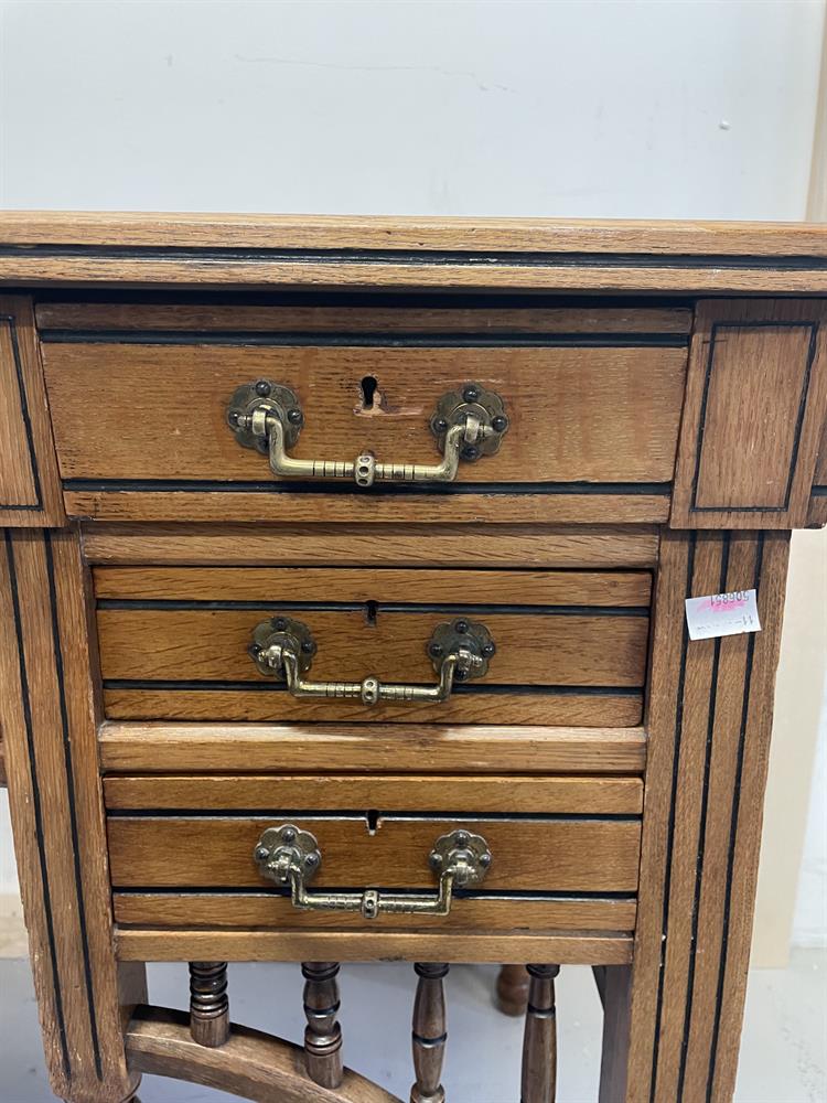 Late Victorian oak and part ebonised Aesthetic movement desk - Image 9 of 9