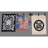 Three Taisho Period Japanese cotton shop flags