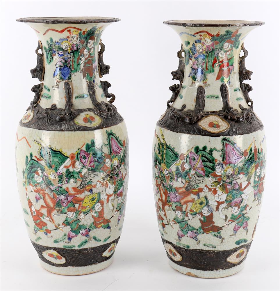 A pair of Cantonese vases - Image 3 of 6