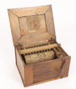 A French walnut cased serinette or music box for training song birds