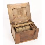 A French walnut cased serinette or music box for training song birds