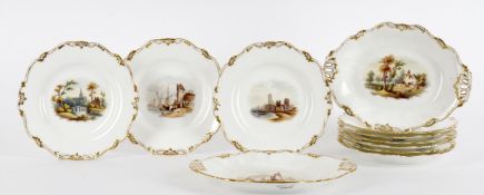 A Victorian English porcelain dessert service