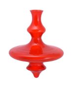 A modern red glass 'Spinning Top' vase for Christian Tortu