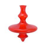 A modern red glass 'Spinning Top' vase for Christian Tortu