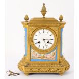 Jean Baptiste Delettrez- a late 19th century French gilt metal and porcelain mounted mantel clock