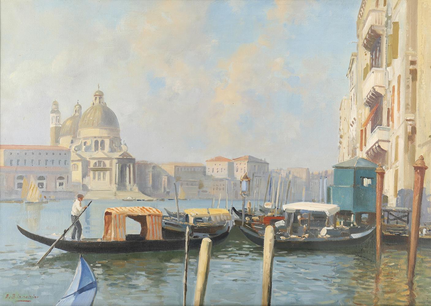 E Bianchini (20th century) Venice- Santa Maria della Salute seen from across the canal