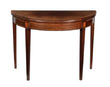 Y A George III mahogany, tulipwood crossbanded and polychrome painted card table