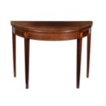 Y A George III mahogany, tulipwood crossbanded and polychrome painted card table