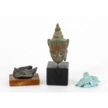 Y Asian items including a Thai bronze small Buddha head