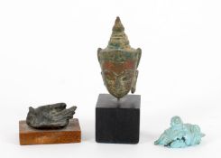 Y Asian items including a Thai bronze small Buddha head