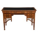 Late Victorian oak and part ebonised Aesthetic movement desk