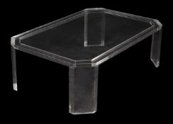 Manner of Alessandro Albrizzi, a lucite and glass low centre table,