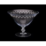 A clear glass footed Deco coupe by Rogaska for William & Son