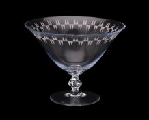 A clear glass footed Deco coupe by Rogaska for William & Son