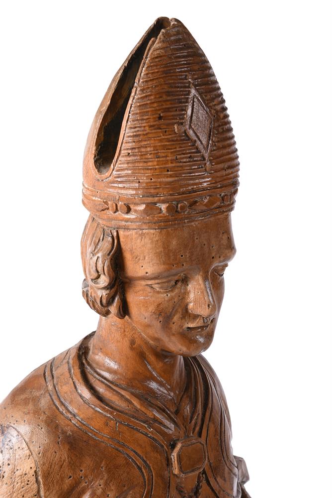 A South German sculpted softwood model of a Bishop Saint - Image 3 of 9