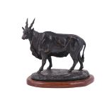 Attributed to Mike Barlow (American) a patinated bronze model of a bull Eland