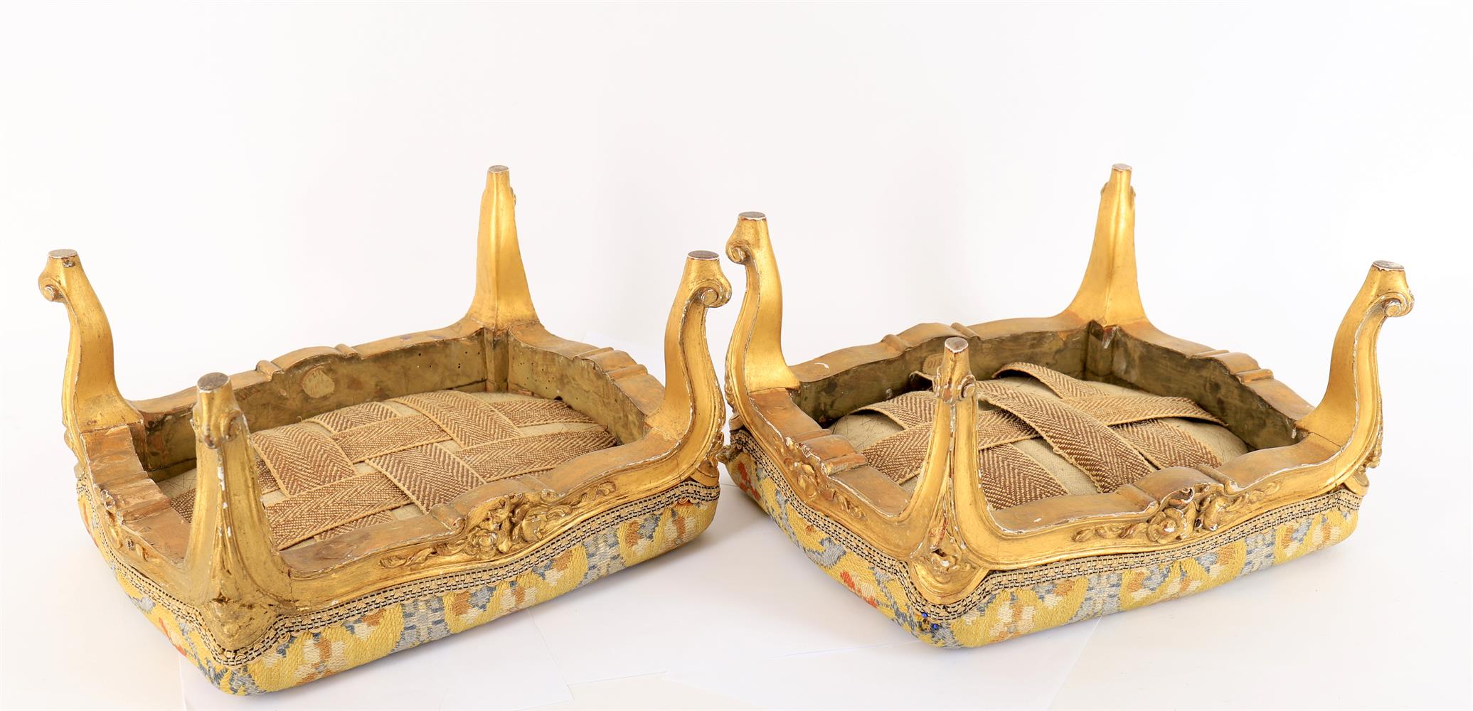 A pair of early Victorian giltwood footstools - Image 3 of 4