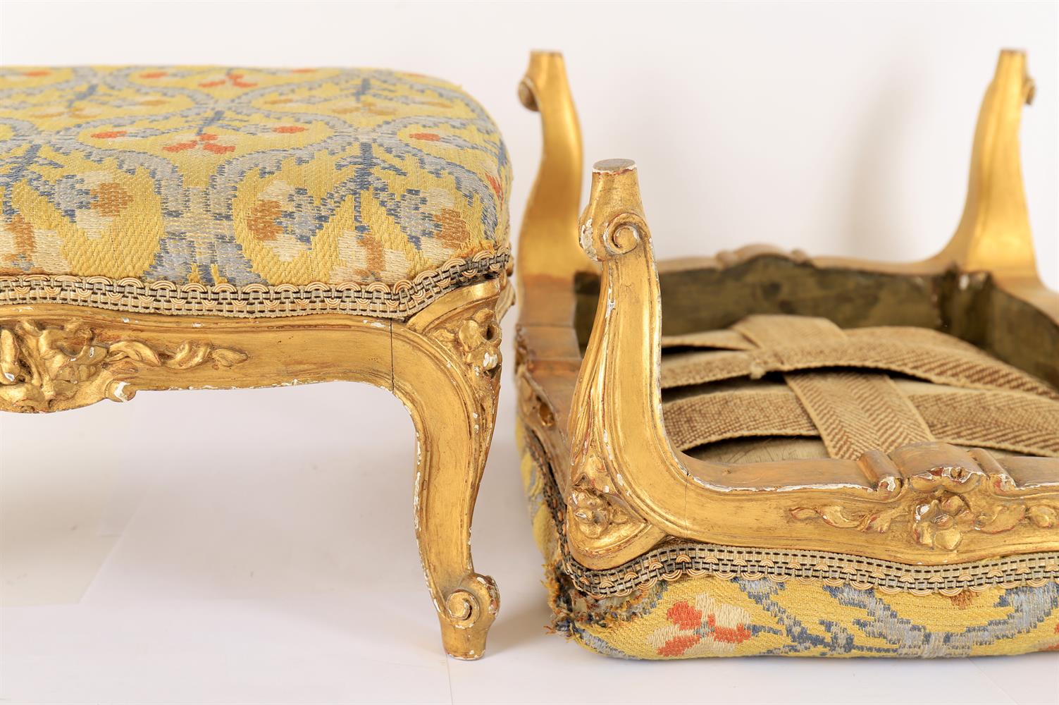 A pair of early Victorian giltwood footstools - Image 4 of 4