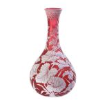 A Stourbridge pale-red and opaque-white cameo glass bottle vase