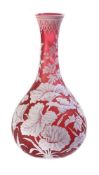 A Stourbridge pale-red and opaque-white cameo glass bottle vase