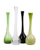 A group of four Belgian L'an Vert art glass vases