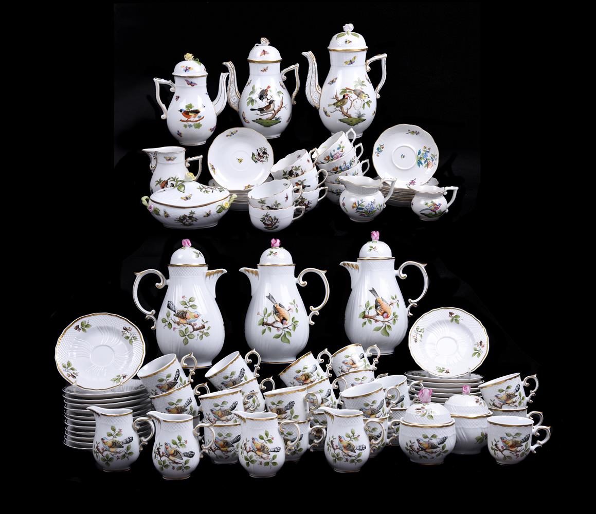 A group of Hungarian coffee and tea wares comprising Herend and Hollóháza