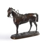 After Pierre Lenordez (1815-92), a patinated metal model of the racehorse 'Saucebox'