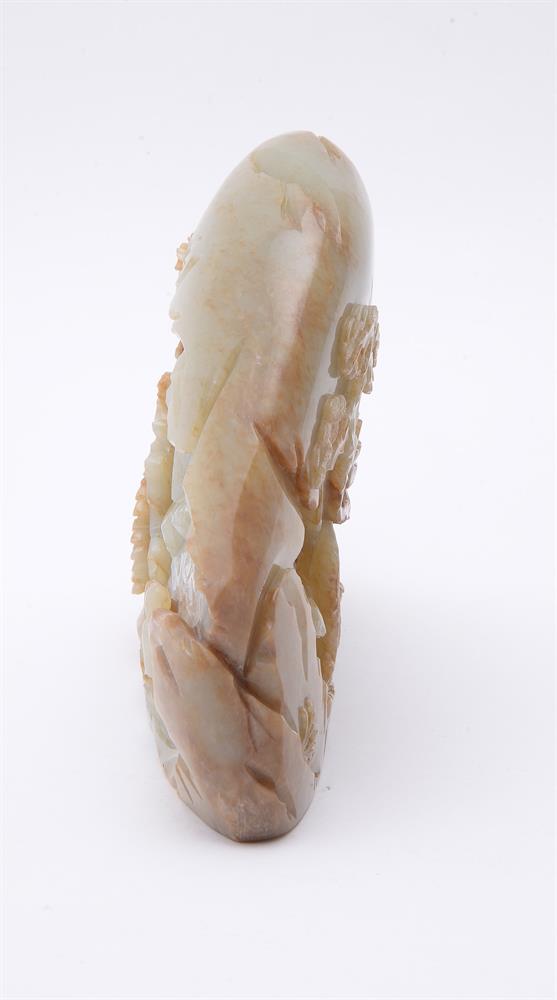 A Chinese mottled celadon jade boulder - Image 3 of 5