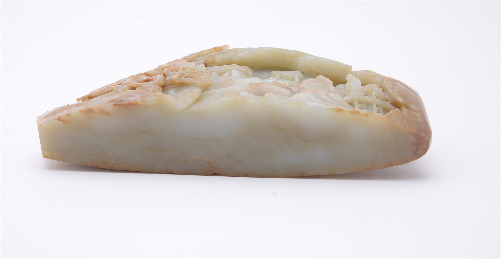 A Chinese mottled celadon jade boulder - Image 4 of 5