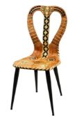 Musicale (guitar), a lithographed plywood 'lyre' side chair by Atelier Fornasetti