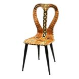 Musicale (guitar), a lithographed plywood 'lyre' side chair by Atelier Fornasetti