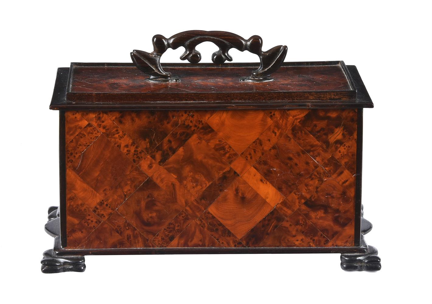 A Victorian burr hardwood and ebonised box