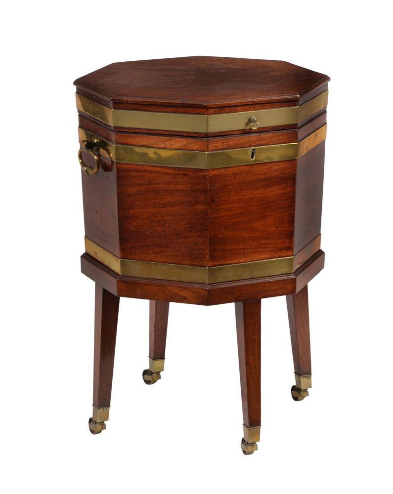 A George III mahogany and brass bound wine cooler