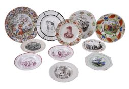 Ten various Staffordshire pottery printed children's plates