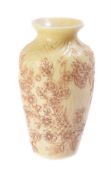 A Thomas Webb & Sons 'Ivory' glass shouldered ovoid vase
