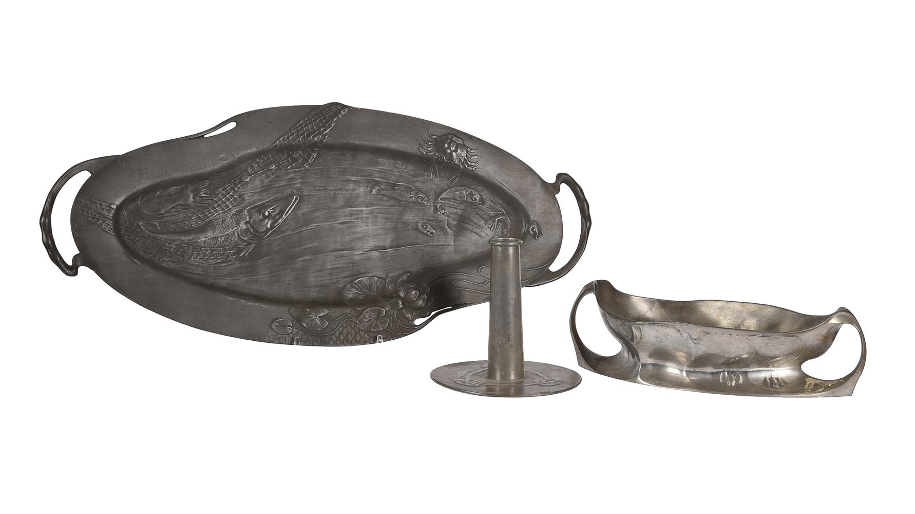 Three items of Art Nouveau metalware