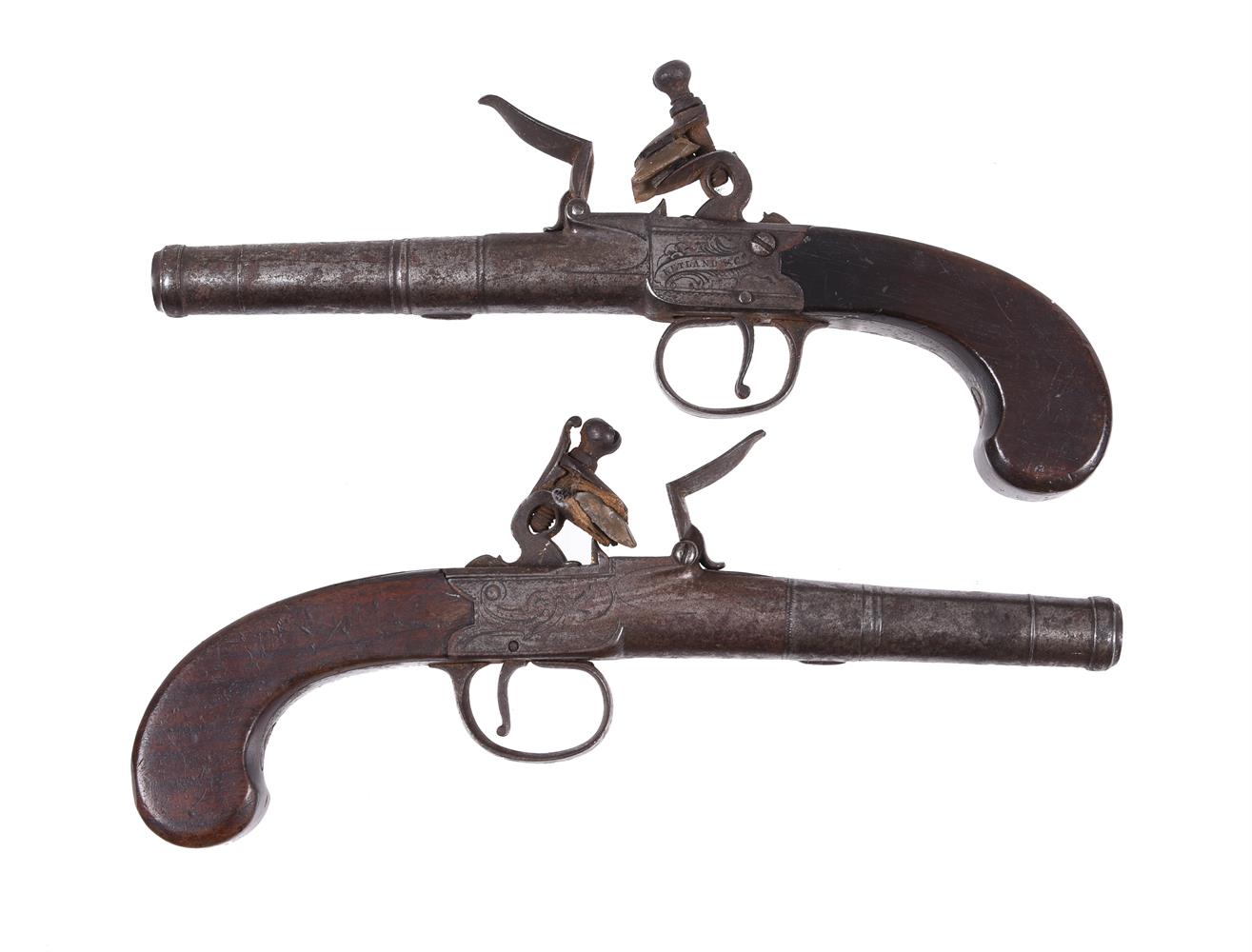 A pair Ketland and Co. flintlock cannon-barrelled box lock pocket pistols