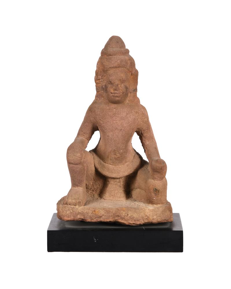 Two Khmer style sandstone figures