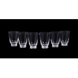 Lalique, Crystal Lalique, a set of six clear and frosted glass tumblers