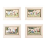A set of ten Chinese silk paintings