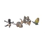 A group of cold painted bronze miniature figures