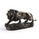 Joseph Descomps (1872-1948 French) A bronze model of a lion rampant