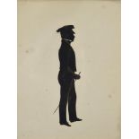 A pair of Victorian silhouettes each depicting a young boy holding a cane