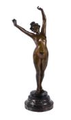 Ferdinand David (French 1872-1927), an Art Deco bronze of a female nude