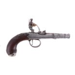 A flintlock 'cannon' barrelled pocket pistol by Brazier of London