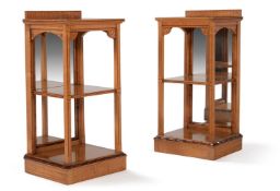 A pair of Aesthetic Movement sycamore bedside tables