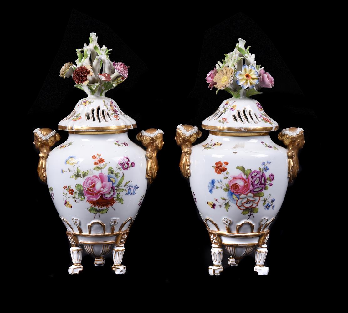 A pair of Meissen pot pourri urns and pierced covers - Image 2 of 2