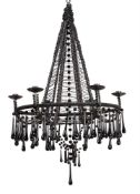 A Murano and Baccarat crystal candle chandelier